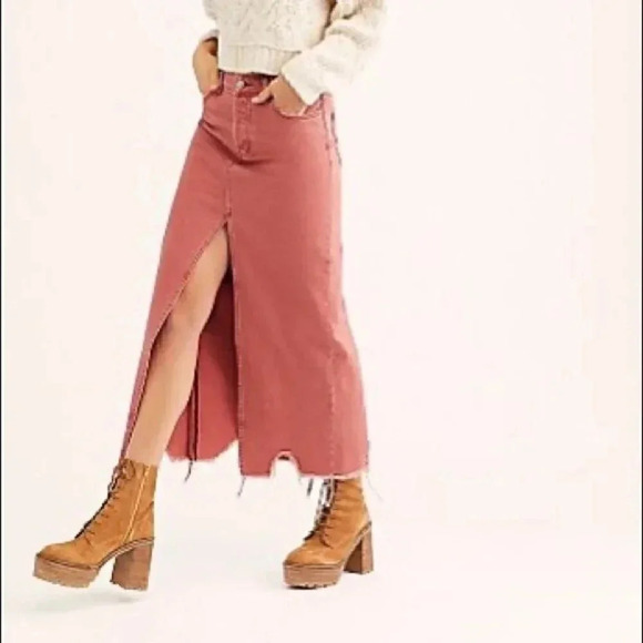 Free People Rhiannon Denim Maxi Skirt - Picture 1 of 1